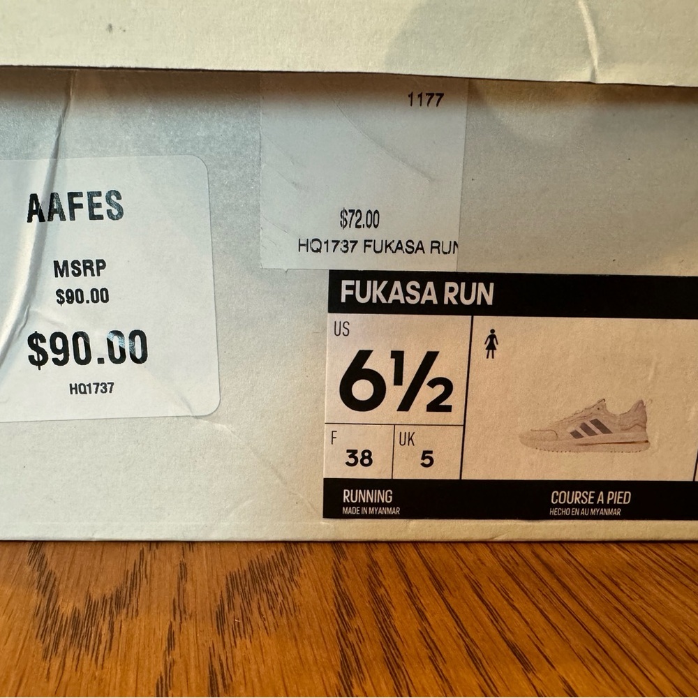 NIB Adidas Fukasa Run Shoes | Women's Size 6.5 | White | Running/Athletic - Picture 2 of 4